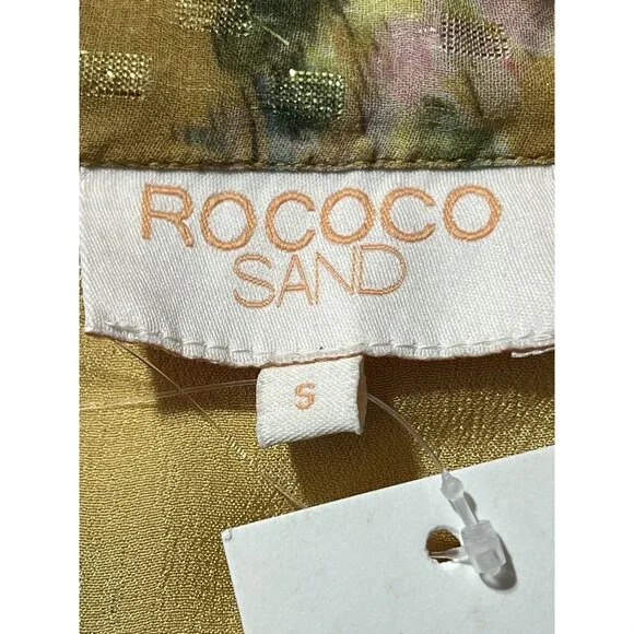 Rococo Sand Skirt Woman's S Mini Silk Floral Gold Details Ruffles Pleated B - Picture 8 of 8